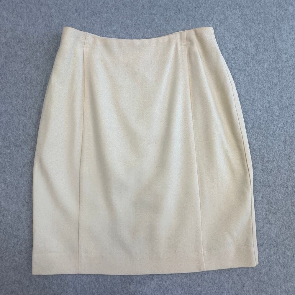 LGR Wool Pencil Skirt WMNS 8 Cream Knee Vintage USA Made Light Academia Preppy